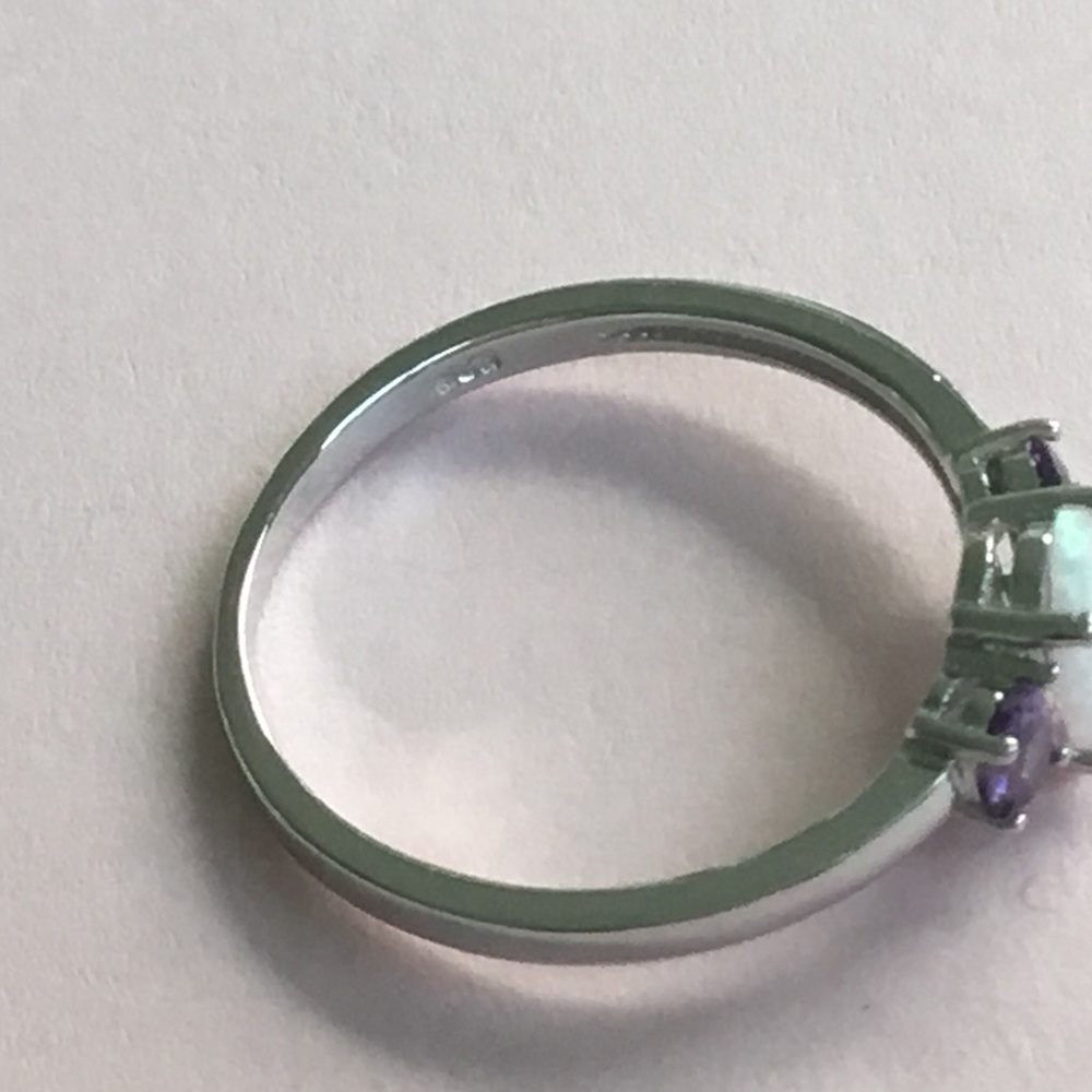 Sterling Silver Lab Created Opal Ring - Picture 15 of 16